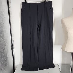 Vuori Size XL Women's Meta Wide-Leg Pleated Modern-Fit Trouser Pants Black